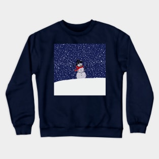 Snowman on a Snowy Hill Crewneck Sweatshirt